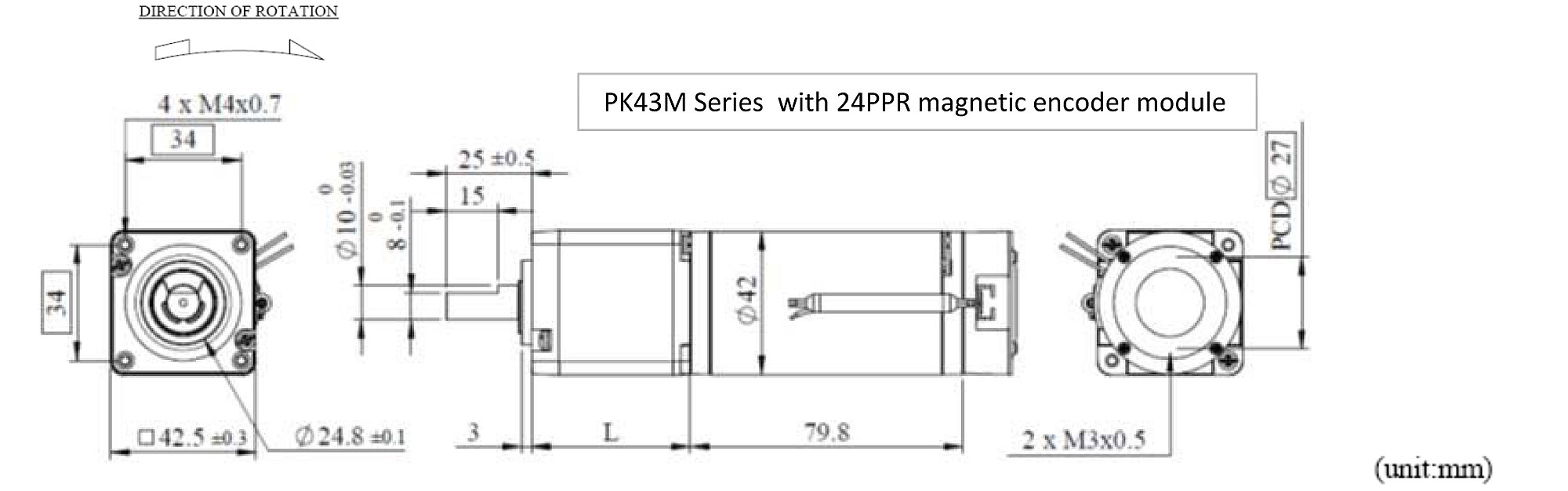 Wymiary wyglądu PK43MDE
