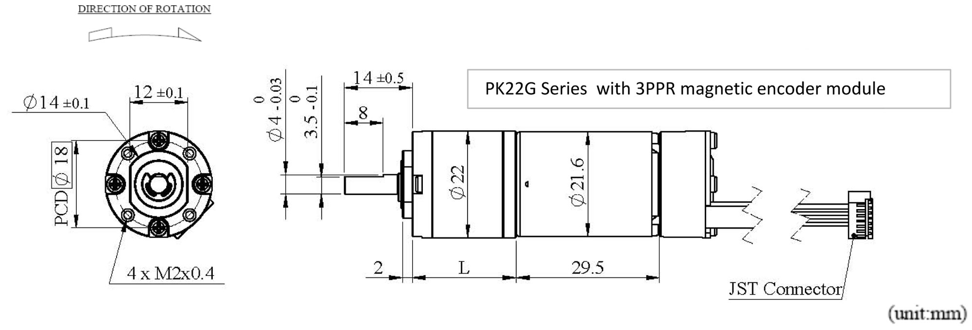 PK22G+DE3 Apparence Dimensions