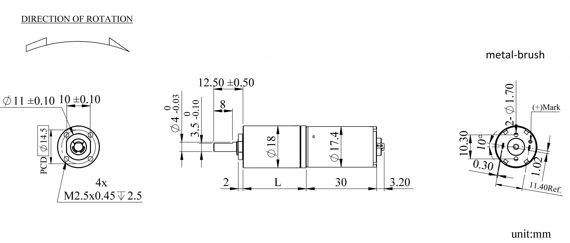 Dimensioni dell'aspetto PM18WL