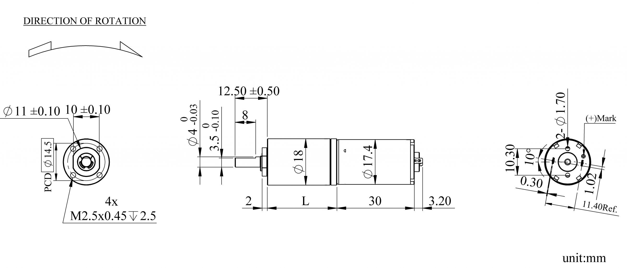 Dimensioni dell'aspetto PM18WM